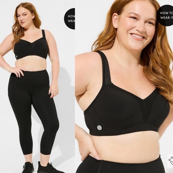 Torrid Active Mid Impact Underwire Black Sports Bra 44DD - Picture 1 of 10